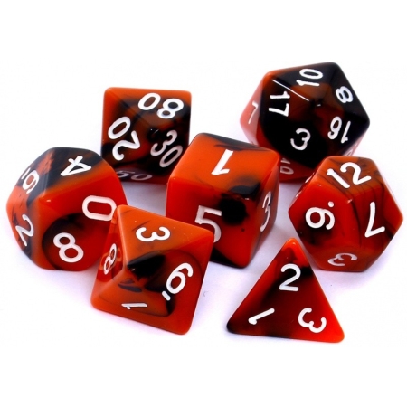 KOŚCI W PUDEŁKU Rebel RPG Dwukolorowe Pomarańczowo-Czarne