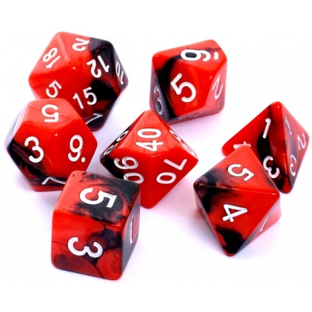 KOŚCI W PUDEŁKU Rebel RPG Dwukolorowe Czerwono-Czarne