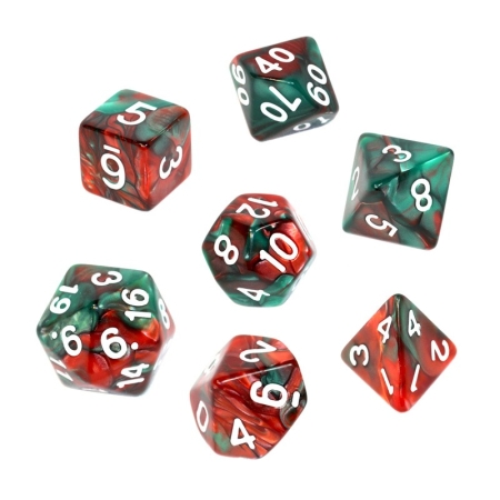KOŚCI W PUDEŁKU Rebel RPG Dwukolorowe Czerwono-Zielone