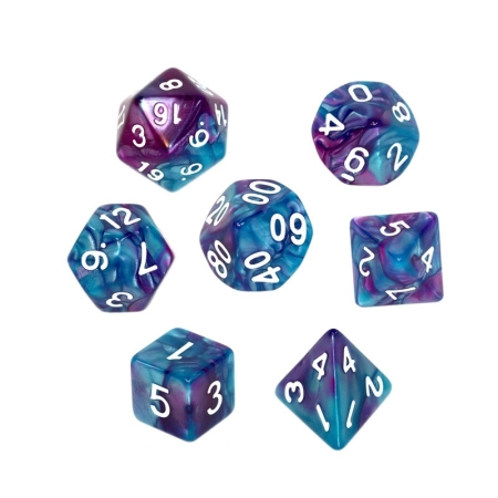 KOŚCI W PUDEŁKU Rebel RPG Dwukolorowe Niebiesko-Fioletowe