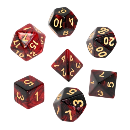 KOŚCI W PUDEŁKU Rebel RPG Dwukolorowe Karminowo-Czarne