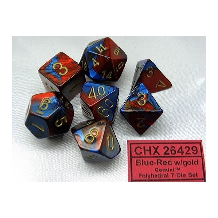 KOŚCI W PUDEŁKU Chessex - Gemini Blue- Red/Gold