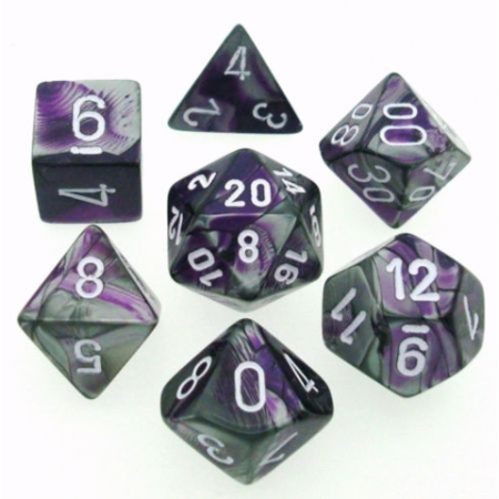 KOŚCI W PUDEŁKU Chessex - Gemini Purple- Steel/White