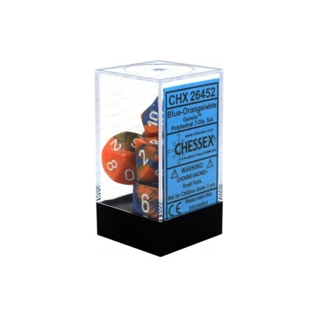 KOŚCI W PUDEŁKU Chessex - Gemini Blue- Orange/White