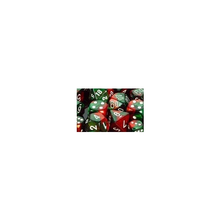 KOŚCI W PUDEŁKU Chessex - Gemini Green- Red/White
