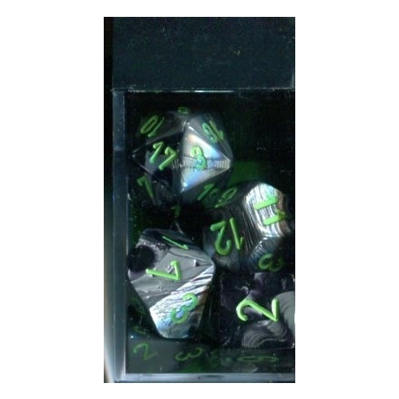 KOŚCI W PUDEŁKU Chessex - Gemini Black- Grey/Green