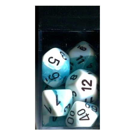 KOŚCI W PUDEŁKU Chessex - Gemini Teal- White/Black
