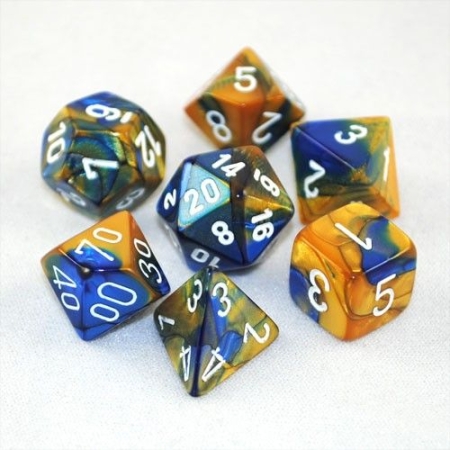 KOŚCI W PUDEŁKU Chessex - Gemini Blue- Gold/White