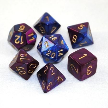 KOŚCI W PUDEŁKU Chessex - Gemini Blue- Purple/Gold