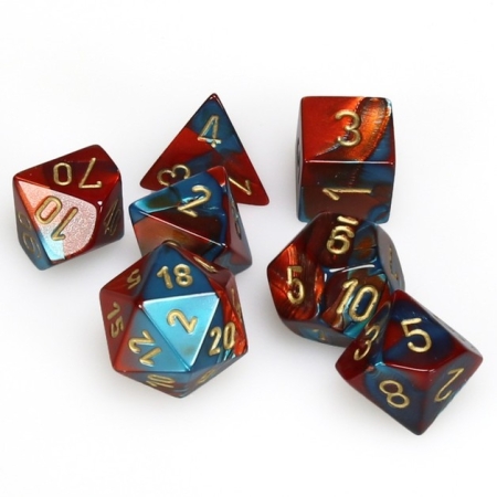 KOŚCI W PUDEŁKU Chessex - Gemini Red- Teal/Gold