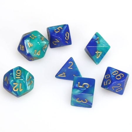 KOŚCI W PUDEŁKU Chessex - Gemini Blue- Teal/Gold