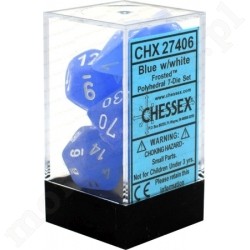 KOŚCI W PUDEŁKU Chessex - Frosted Blue/ w/White Polyhedral 7-Die Set