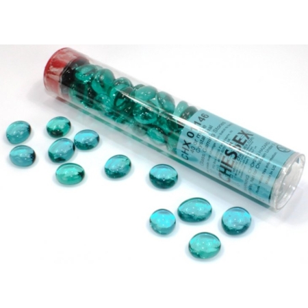 KANTERY Chessex Crystal Teal Glass Gaming Stones