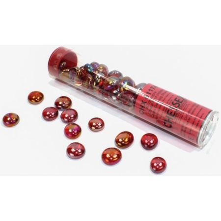 KANTERY Chessex Crystal Iridized Red Glass Gaming Stones