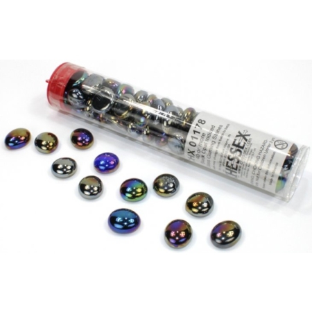 KANTERY Chessex Crystal Iridized Opal Black Glass Gaming Stones