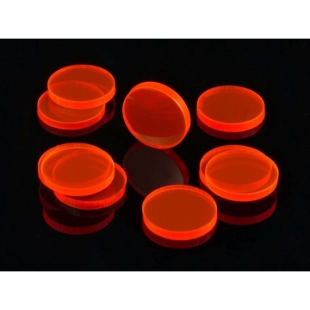 ZNACZNIKI OKRĄGŁE- FLUO - przezroczyste - Czerwone 10 szt