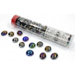 KANTERY Chessex Crystal Iridized Opal  Black Glass Gaming Stones