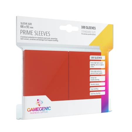 KOSZULKI NA KARTY 100 szt Gamegenic  Prime Sleeves RED ( 66 x 91 mm )