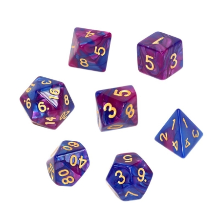 KOŚCI W PUDEŁKU Rebel RPG Dwukolorowe Ciemnoniebiesko-Purpurowe