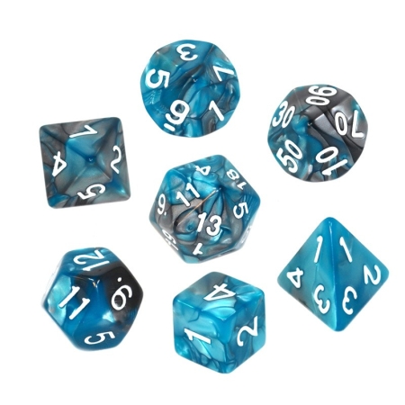 KOŚCI W PUDEŁKU Rebel RPG Dwukolorowe Stalowo-Bękitne