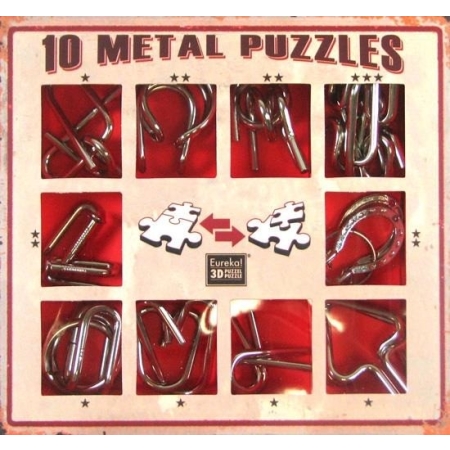ŁAMIGŁÓWKI METALOWE 10 szt Zestaw Czerwony Puzzle Eureka