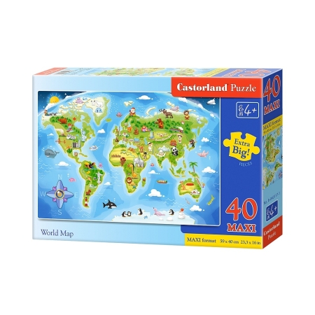 PUZZLE CASTOR 40 el. Maxi  World Map