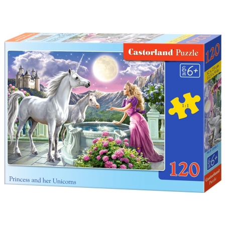 PUZZLE CASTOR 120 el. Princess and her Unicorns