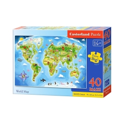 PUZZLE CASTOR 40 el. Maxi  World Map