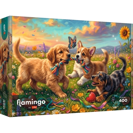 PUZZLE TREFL 400 el. Flamingo -  Szczenięce Figle