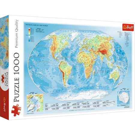 PUZZLE TREFL 1000 el. Mapa Fizyczna Świata