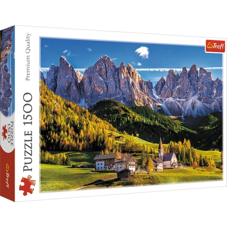 PUZZLE TREFL 1500 el. Dolina Val di  Funes, Włochy