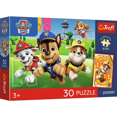 PUZZLE TREFL 30 el. Psi Patrol W Drodze  + Plakat