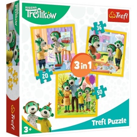 PUZZLE TREFL 3 w 1 Rodzina Treflików