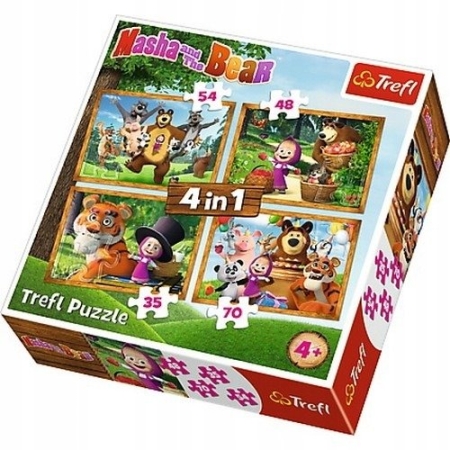 PUZZLE TREFL 4 w 1 Masza w Lesie