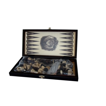 SZACHY + BACKGAMMON + WARCABY  35 cm  Madoń