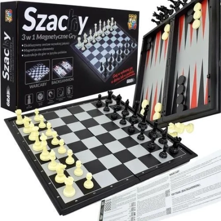 SZACHY Magnetyczne 3 w 1 31,5 cm (  Szachy, Warcaby , Backgammon )