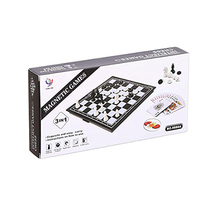 SZACHY Magnetyczne 3 w 1 ( Szachy, Warcaby, Talia Kart )
